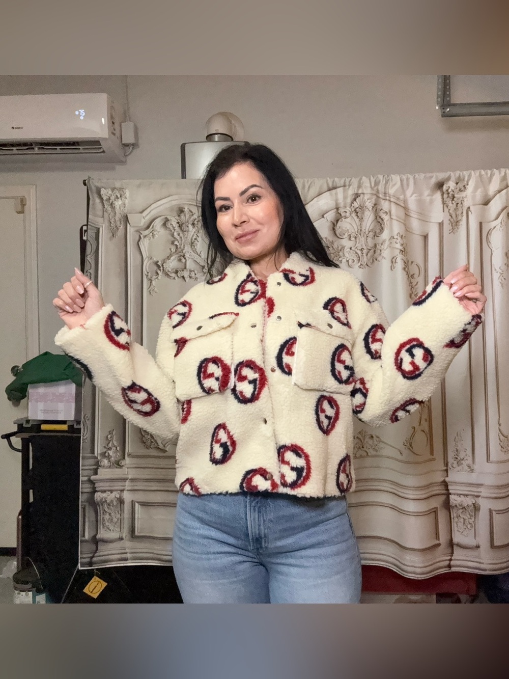 Angel Wings by Lucy Cream Logo Sherpa Jacket – MSRP $398